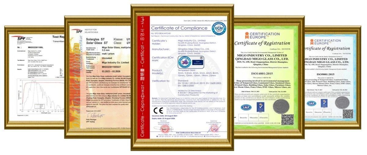 Migo solar glass certification Migo solar glass certification